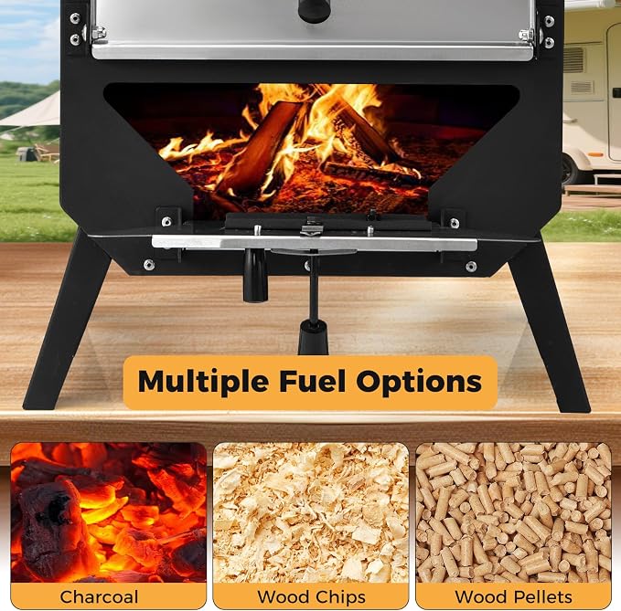 Happygrill Pizza Oven Outdoor, 12” Portable Wood-Fired Pizza Stove - Image 5