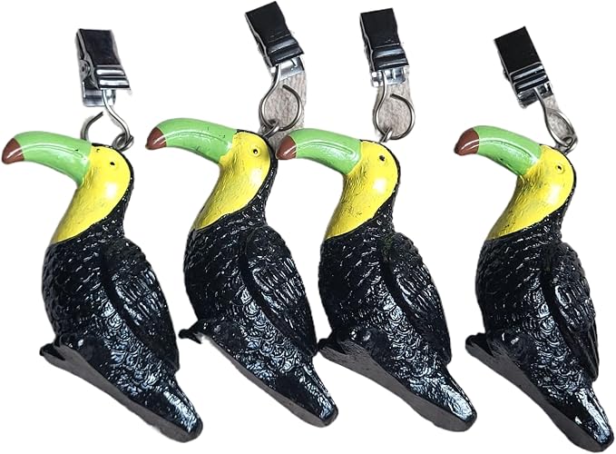 TwoFish Home Set of 4 Toucan Resin Tablecloth Weights Clips Toucan Handicraft - Image 2