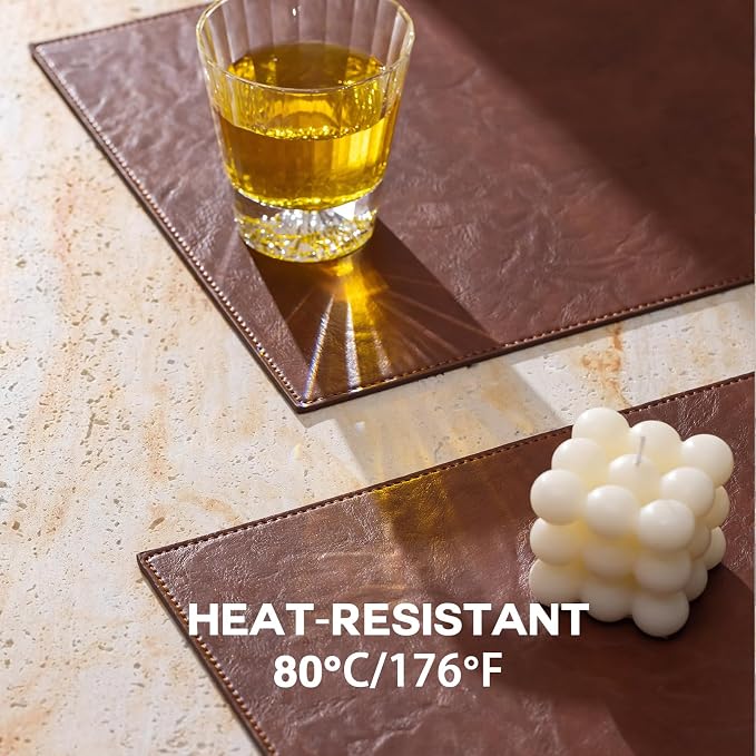 Faux Leather Placemats Set of 4 Vinyl Washable Wipeable Table Mats - Image 4
