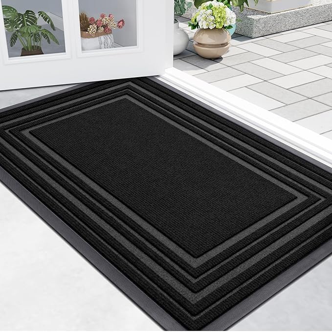 Buganda Front Door Mat Indoor Outdoor Entrance, Non-Slip Natural Rubber Doormats by Buganda