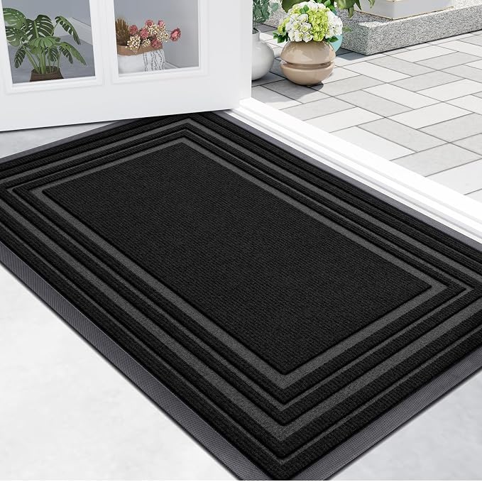 Buganda Front Door Mat Indoor Outdoor Entrance, Non-Slip Natural Rubber Doormats by Buganda