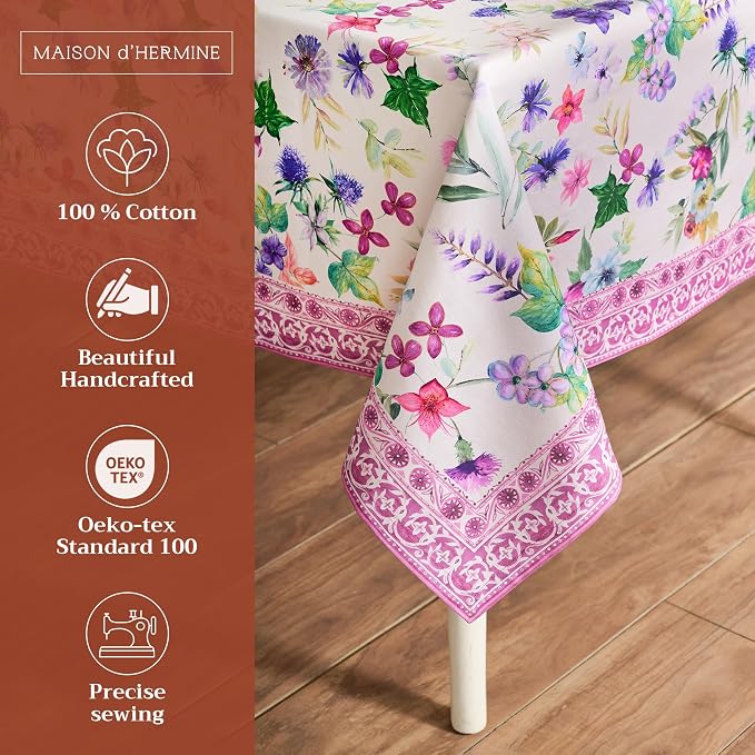 Maison d' Hermine Table Cloth Square Table 100% Cotton 54 x 54 Inches - Image 2