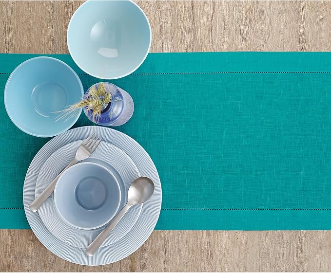 Solino Home Linen Hemstitch Table Runner 90 Inches Long - Image 3