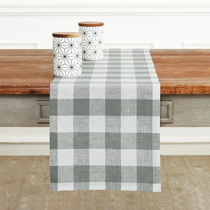 Solino Home Linen Checkered Table Runner 48 Inches by SolinoHome