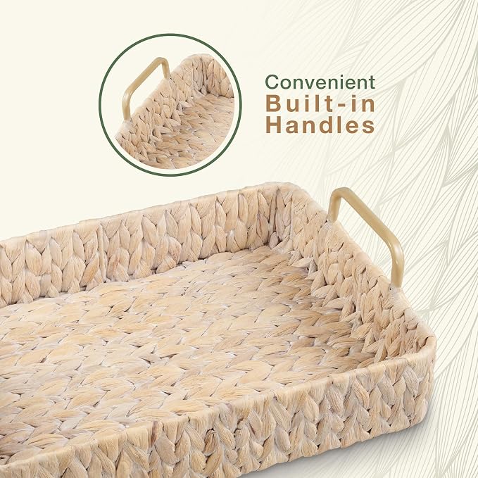 Set of 2 Rectangular Wicker Trays - Image 7