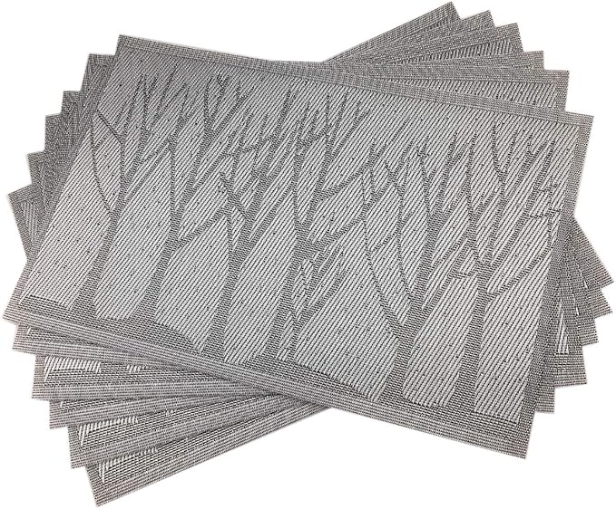 Gugrida Place Mats PVC Set of 6, Table Placemats Set of 6 PVC Woven Vinyl Place - Image 3