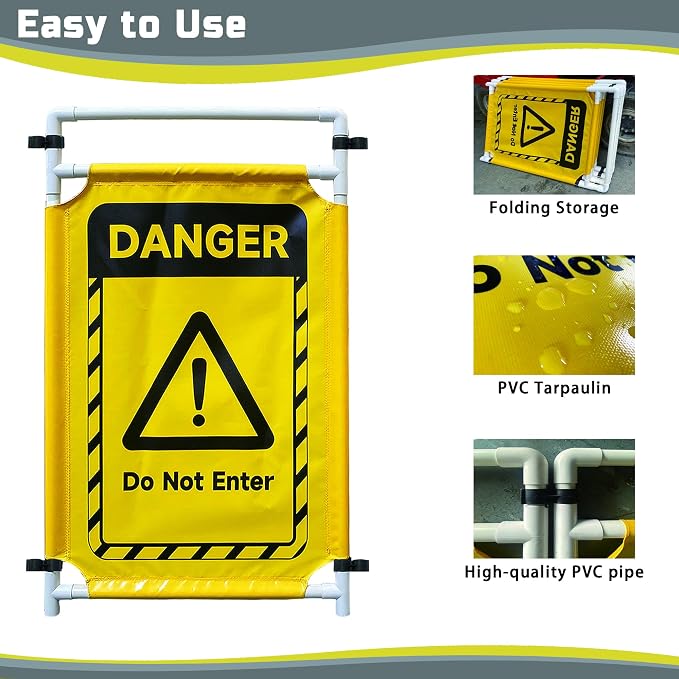 Safety Caution Barricade 3Panels Foldable Security Signs - Image 3
