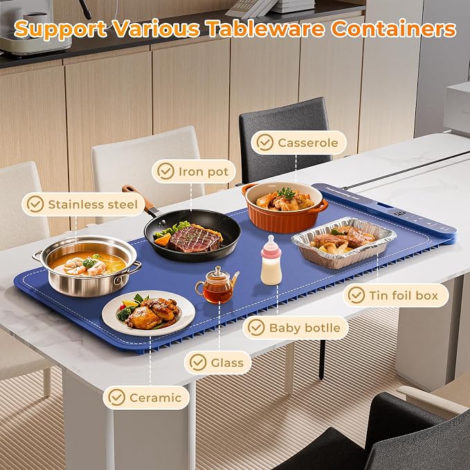 Warming Mat for Food Extra Large 32"x15", Electric Silicone Food Warmer Trays - Image 4