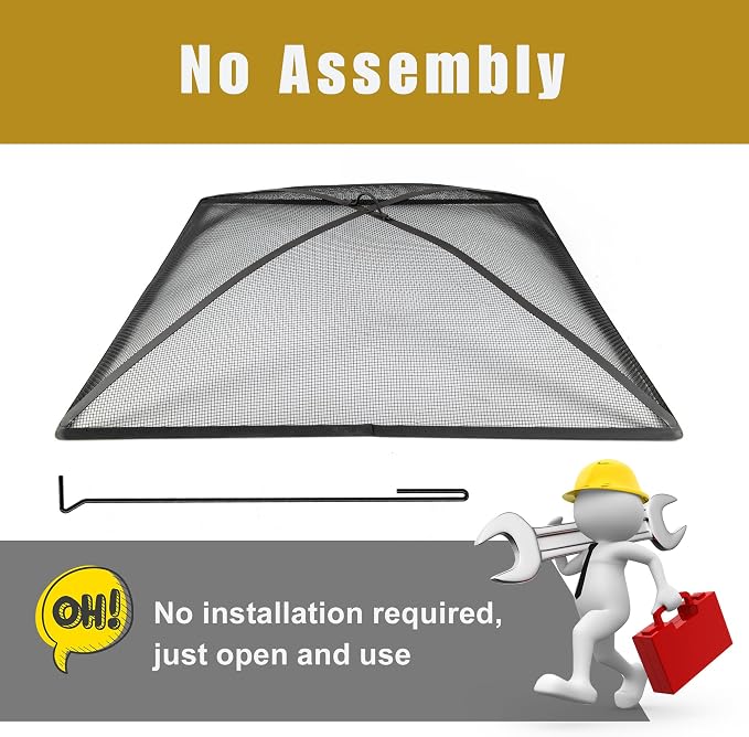 WeCooper Heavy Duty Fire Pit Spark Screen Cover, 36in Steel Mesh Square Fire - Image 5