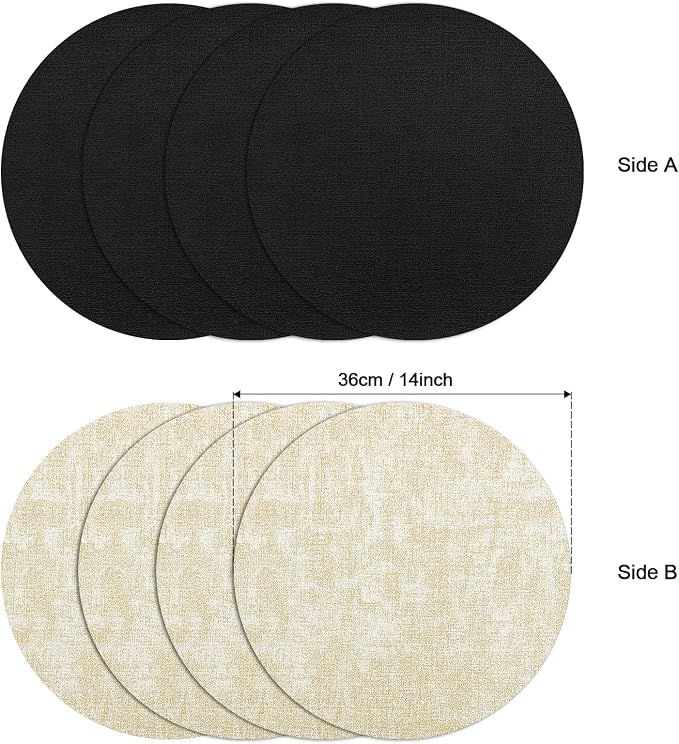 Myir JUN Round Placemats, Dual Sided Faux Leather Place Mats Set of 4 - Image 6