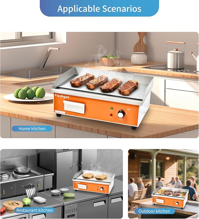 21.6 IN Nonstick Stainless Steel Electric Griddle Adjustable Temperature - Image 4