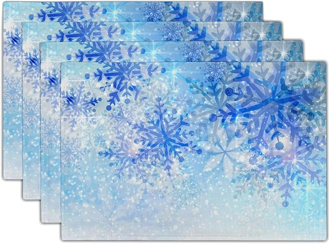 Giwawa Christmas Snowflake Placemats, Winter Snow Place Mats Set of 4 by Giwawa