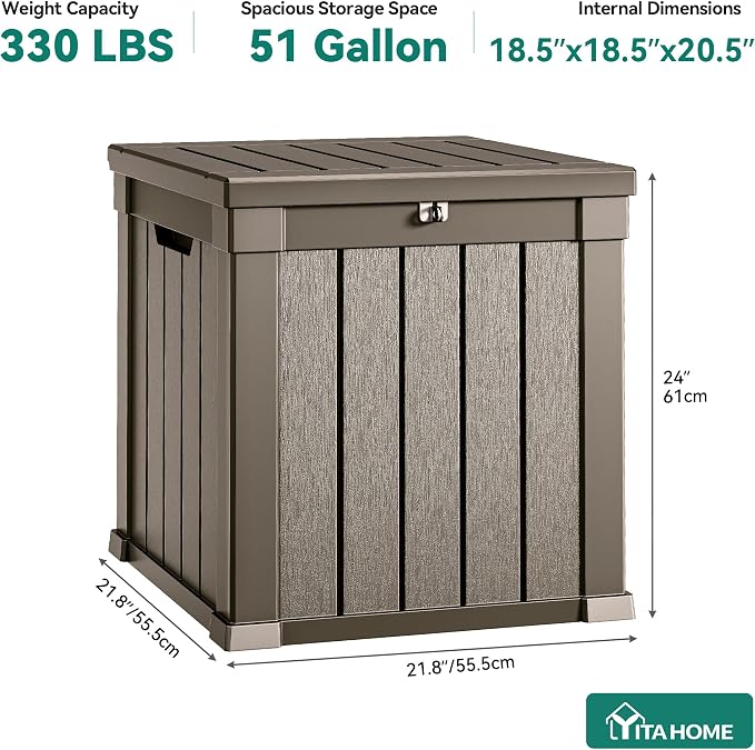 YITAHOME 51 Gallon Outdoor Storage Deck Box, Waterproof Resin Package Delivery - Image 7