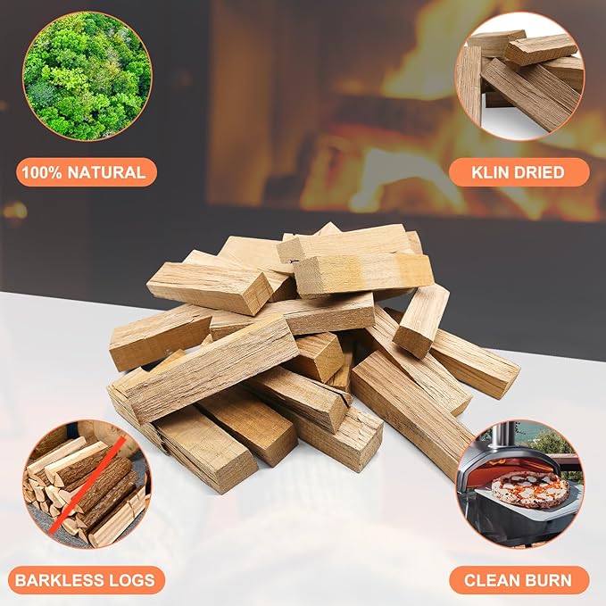 Kiln-Dried Oak Wood for Pizza Ovens, 5-Inch Barkless Logs, Solo Stove, and - Image 4