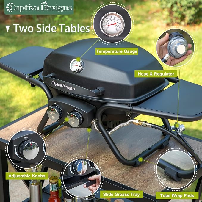 Captiva Designs Portable Propane Grill, 000 BTU Output TableTop Liquid Gas Grill - Image 5