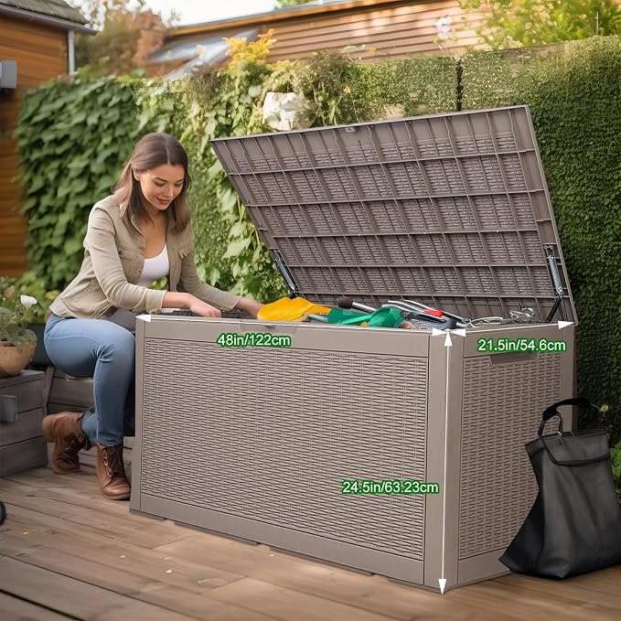120 Gallon Deck Box, Resin Outdoor Storage Box - Image 4