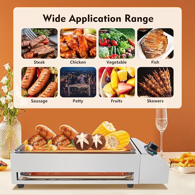 1800W Electric BBQ Grill & Countertop Electric Grill, Smokeless Indoor Outdoor - Image 9