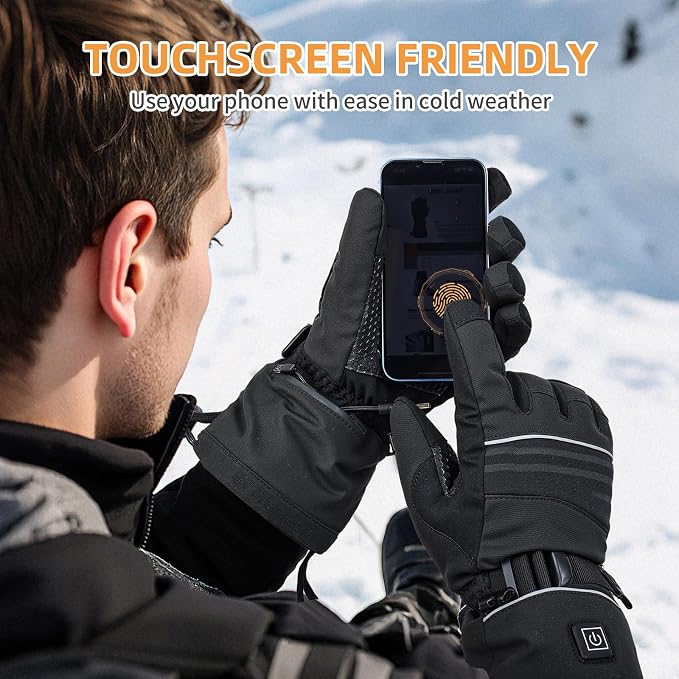 Rechargeable Heated Gloves for Men Women, Waterproof Touchscreen Winter Hand - Image 6