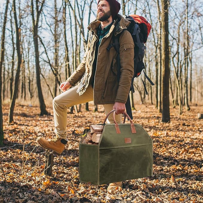INNO STAGE Heavy Duty Firewood Log Carrier Tote Bag, Large Wood Storage Hay - Image 8