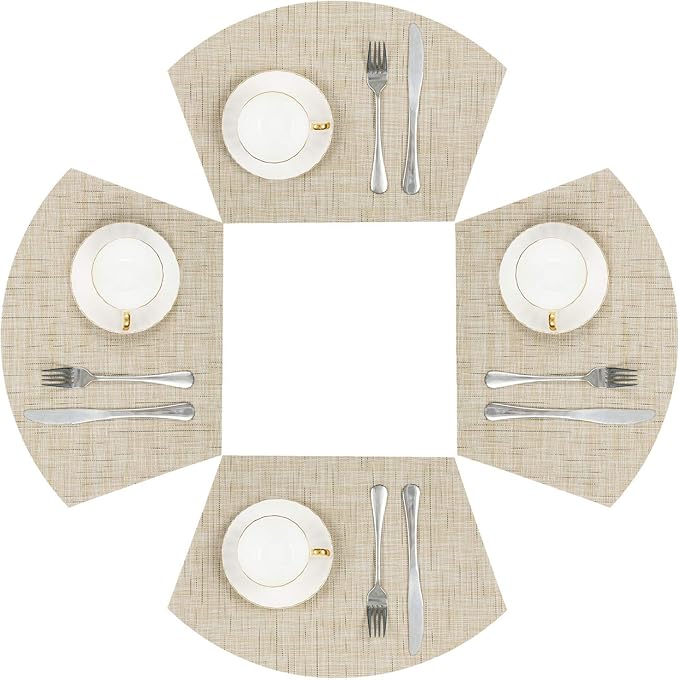SHACOS Small Round Table Placemats Wedge Placemat Set of 4 Non Slip Heat by SHACOS