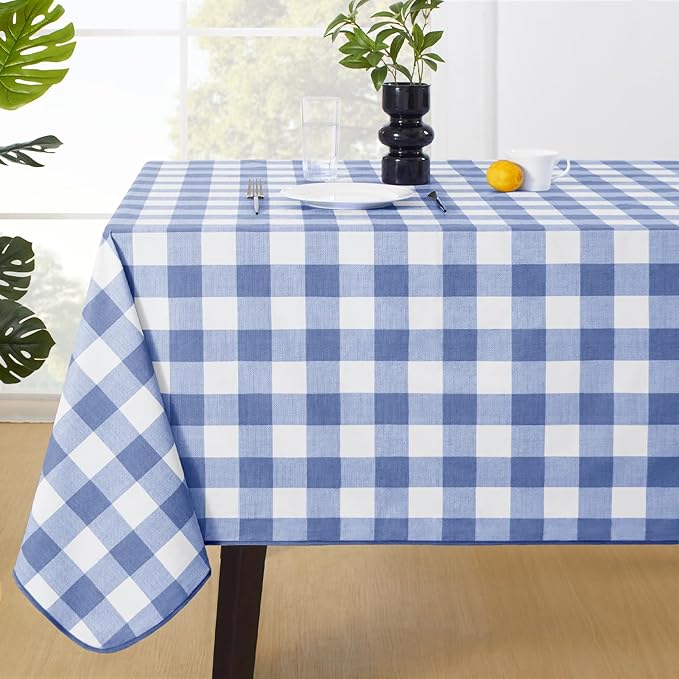 MOSAYT Rectangle Vinyl Tablecloth, 100% Waterproof Buffalo Gingham Plastic by MOSAYT