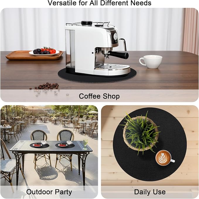Myir JUN Round Placemats, Dual Sided Faux Leather Place Mats Set of 6 - Image 7