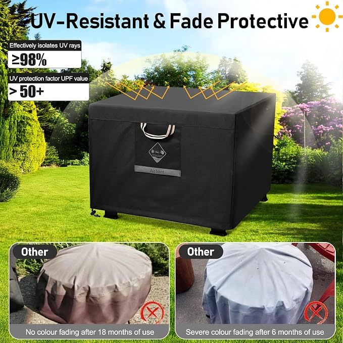 QH.HOME Fire Pit Cover Square Super Waterproof, UPF 50+ Fire Pit Cover Fading - Image 5