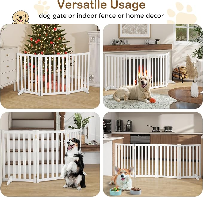 30" Height Tall Freestanding Pet Gate, Solid Wood Folding Safety Fence Wooden - Image 7