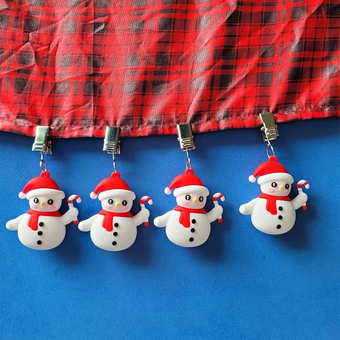 TwoFish Home Set of 4 Snowman Tablecloth Weights Clips Handicraft Snowman - Image 7