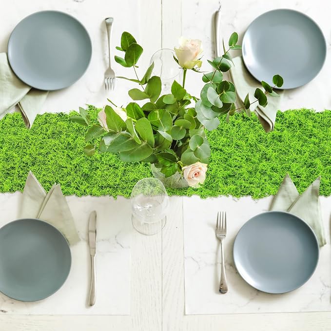 Zeyune 2 Pcs Fake Moss Table Runner - Image 5