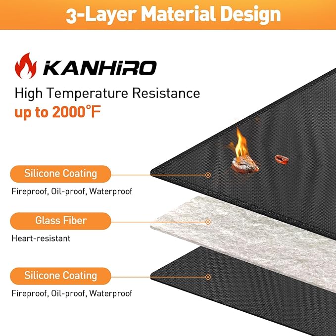 Grill Pad Floor Mat 48 x 65 Inch Fiberglass with Silicone Coating