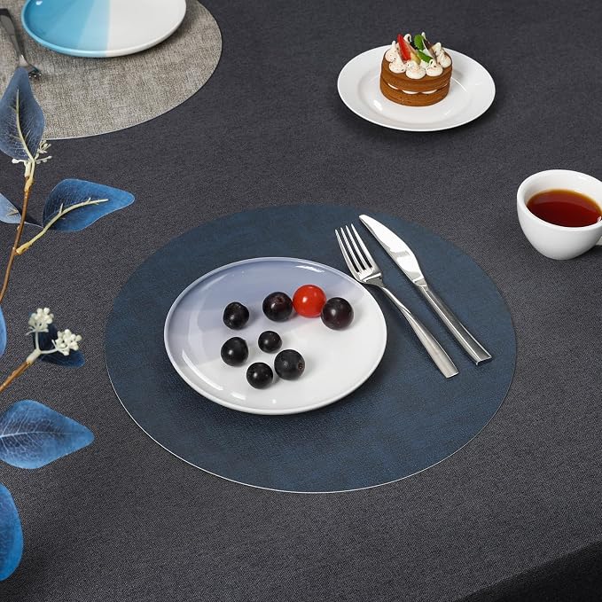 Myir JUN Round Placemats Dual Sided, Faux Leather Place Mats Set of 6 Indoor - Image 8