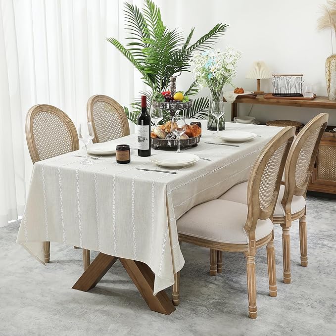 Chassic 54 x 72 inches Farmhouse Style Linen tablecloths, Wrinkle Resistant by Chassic