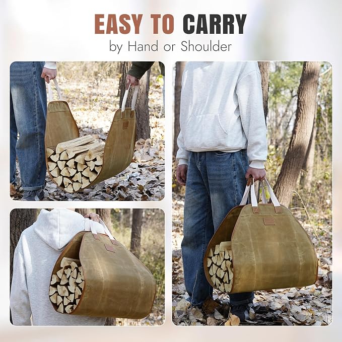 INNO STAGE Canvas Log Carrier Bag, Durable Wood Tote, Fireplace Stove - Image 5