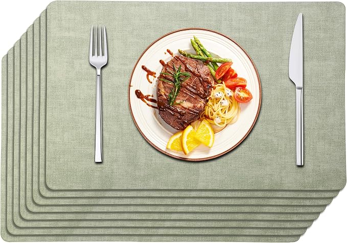 Maxpearl Faux Leather Placemats Set of 8 – Waterproof, Wipe Clean, Heat by Maxpearl