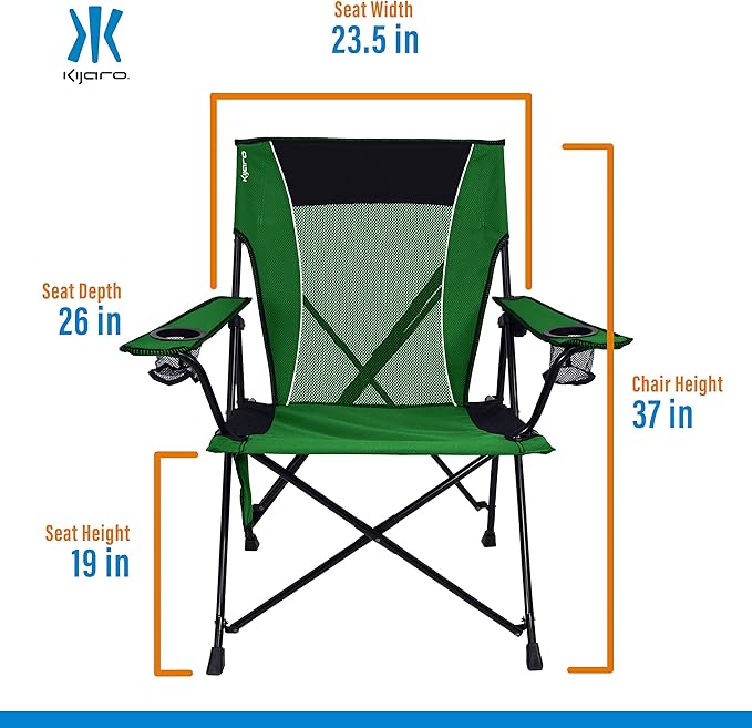 Folding Camping Chairs with Dual Lock, 300 lb Capacity, Jasper Green