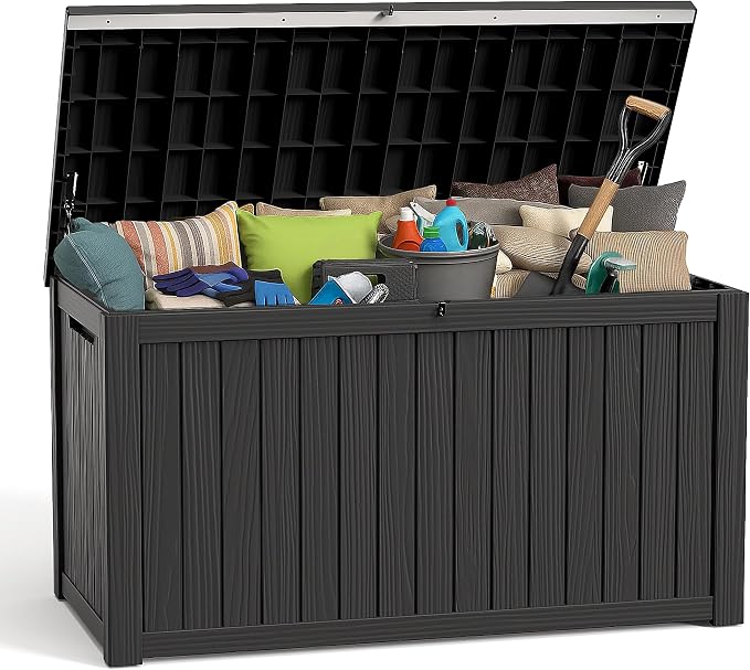 EasyUp 200 Gallon Outdoor Storage Box Waterproof, UV Resistant Resin Deck Box by EASYUP