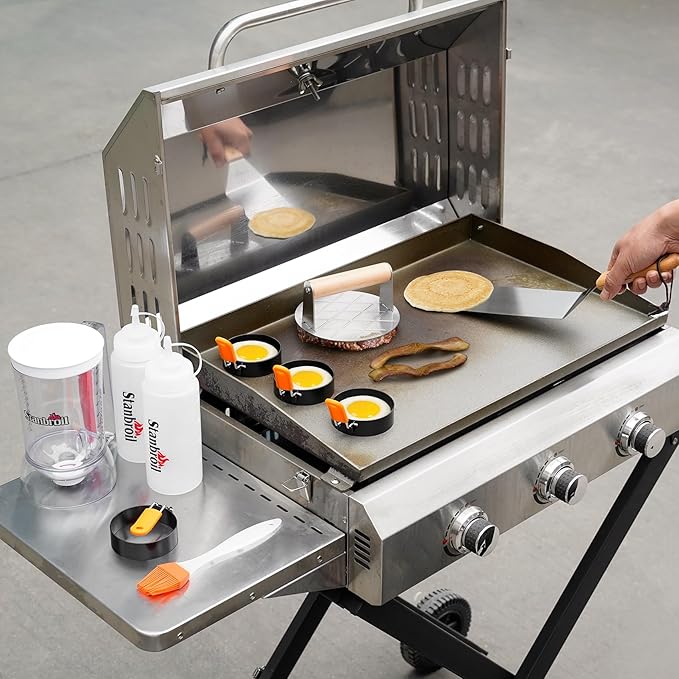 Barbecue Tool Sets: Stainless Steel Griddle Breakfast Set, 10 Pieces