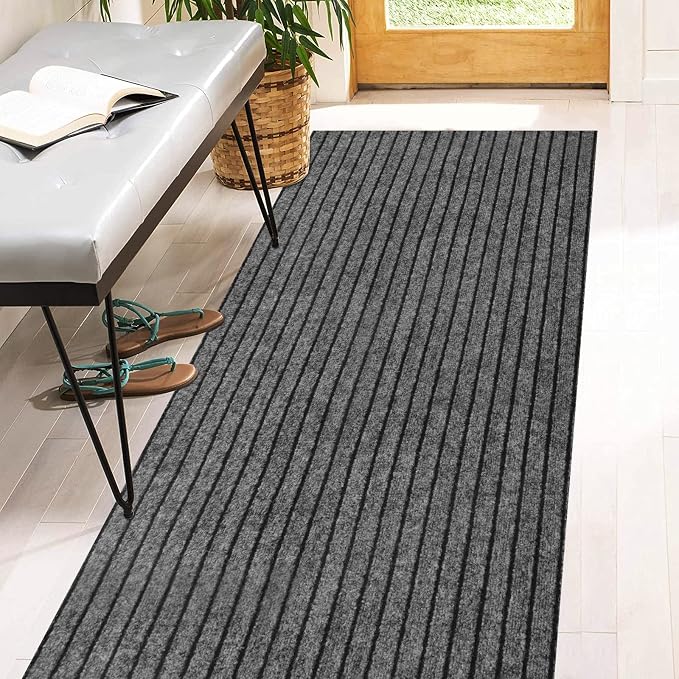 3' x 27' Runner Rugs with Rubber Backing, Indoor Outdoor Utility Carpet Runner by Heyroll