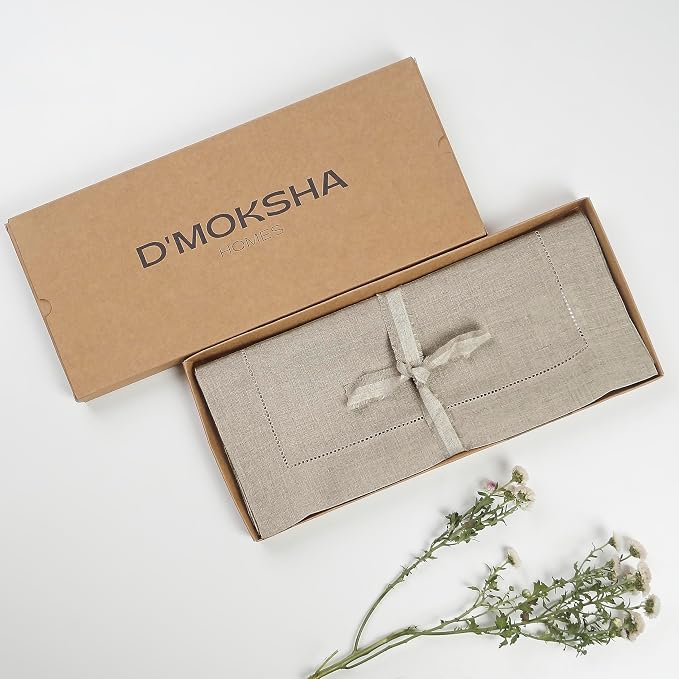 D'Moksha Homes Linen Natural Table Runner 48 Inches - Image 7