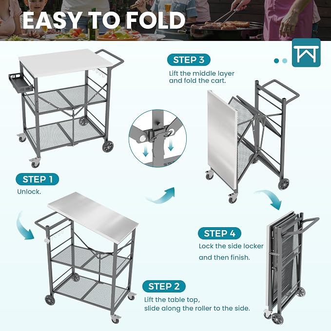 Ciokea Folding Outdoor Grill Cart - Image 4