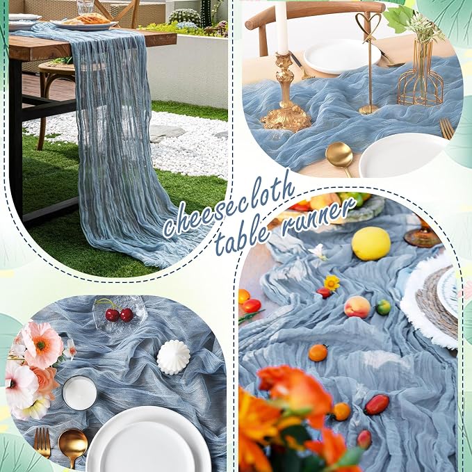 8 Packs Cheesecloth Table Runner 10FT Long Boho Gauze Fabric Table Runner - Image 6
