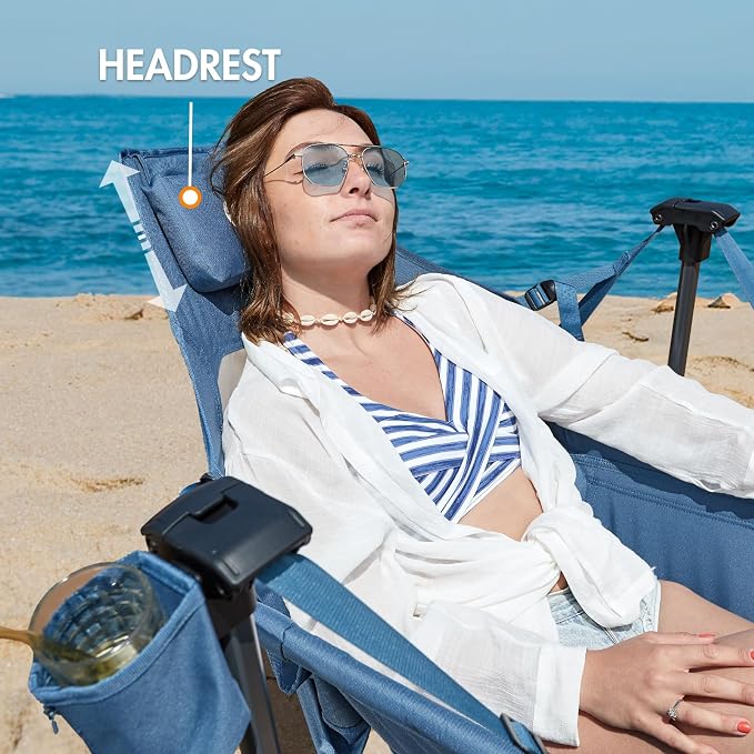 Hammock Camping Chair with Mesh High Back, 400 lb Capacity, Blue