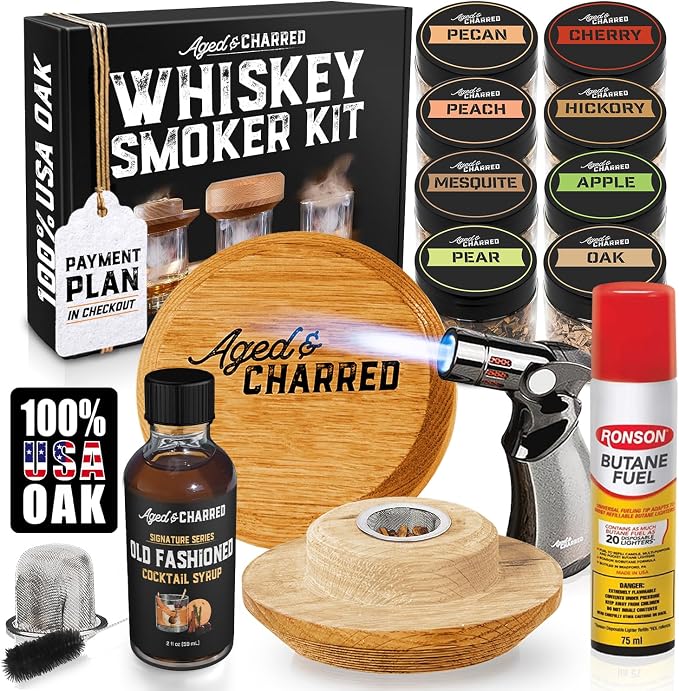 Whiskey Smoker Kit with Torch and Butane and Old Fashioned Syrup by AgedCharred