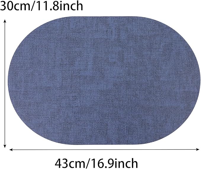 Reversible Placemats Set of 6 Oval, Heat Resistant Wipeable Table Placemats - Image 2