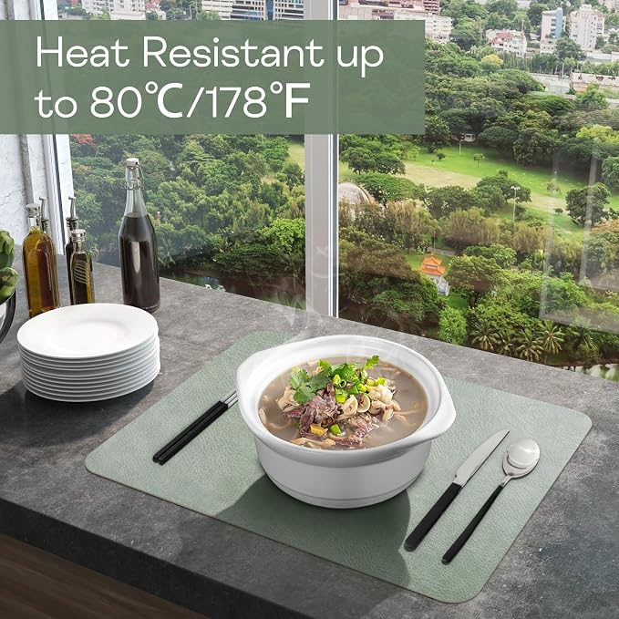 Faux Leather Placemats Set of 6 Table Mats Heat Resistant Reversible Place Mats - Image 5