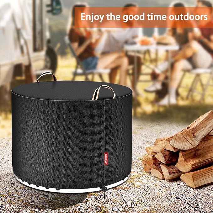 QH.HOME Fire Pit Cover Round for Solo Stove Yukon, 900D Heavy Duty Waterproof - Image 6