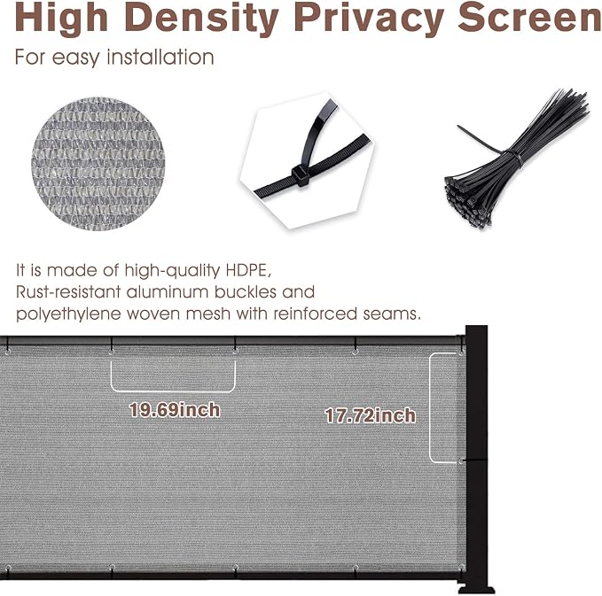 SUNNY GUARD 3'x16' Brown Grey Balcony Deck Privacy Screen Fence, Apartments - Image 5