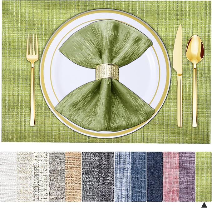 BETEAM Placemats Set of 8, Woven Vinyl Placemat by BETEAM
