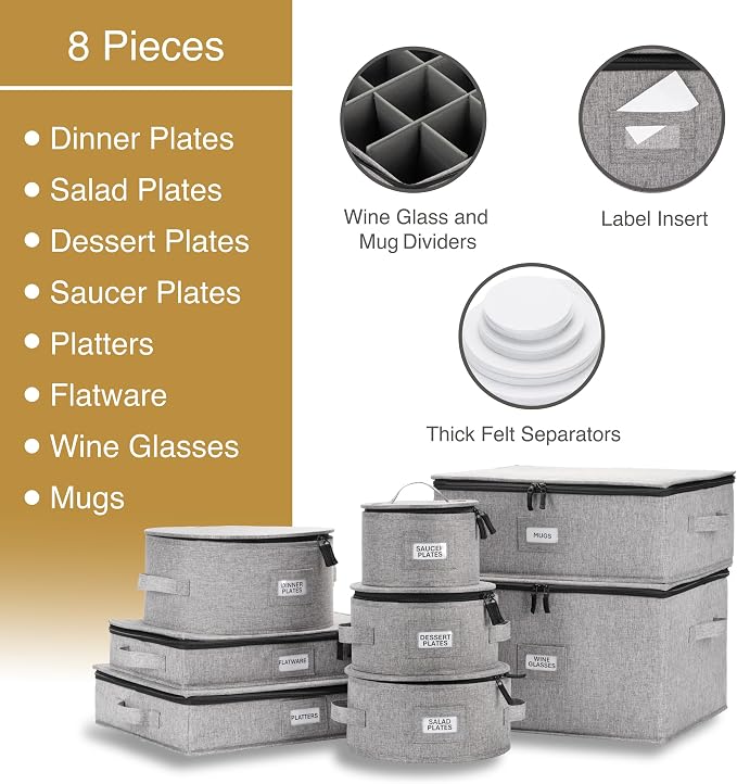 8pcs Hard Shell China Dinnerware Storage Containers - Image 2